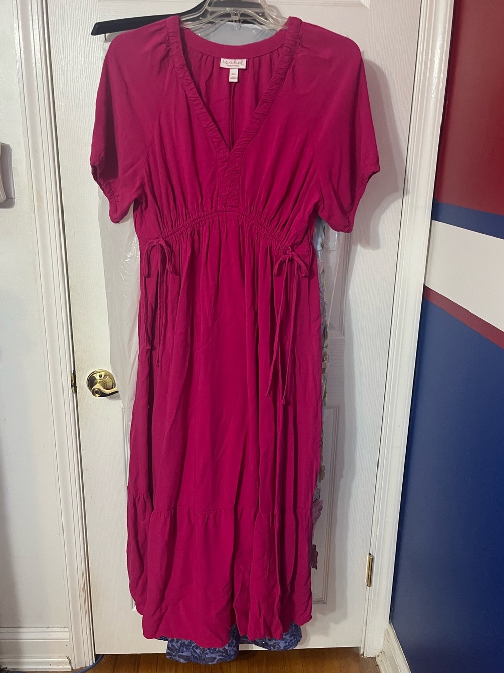 Hot pink Isabel flattering maxi dress adjustable empire waist ties on side  XXL
